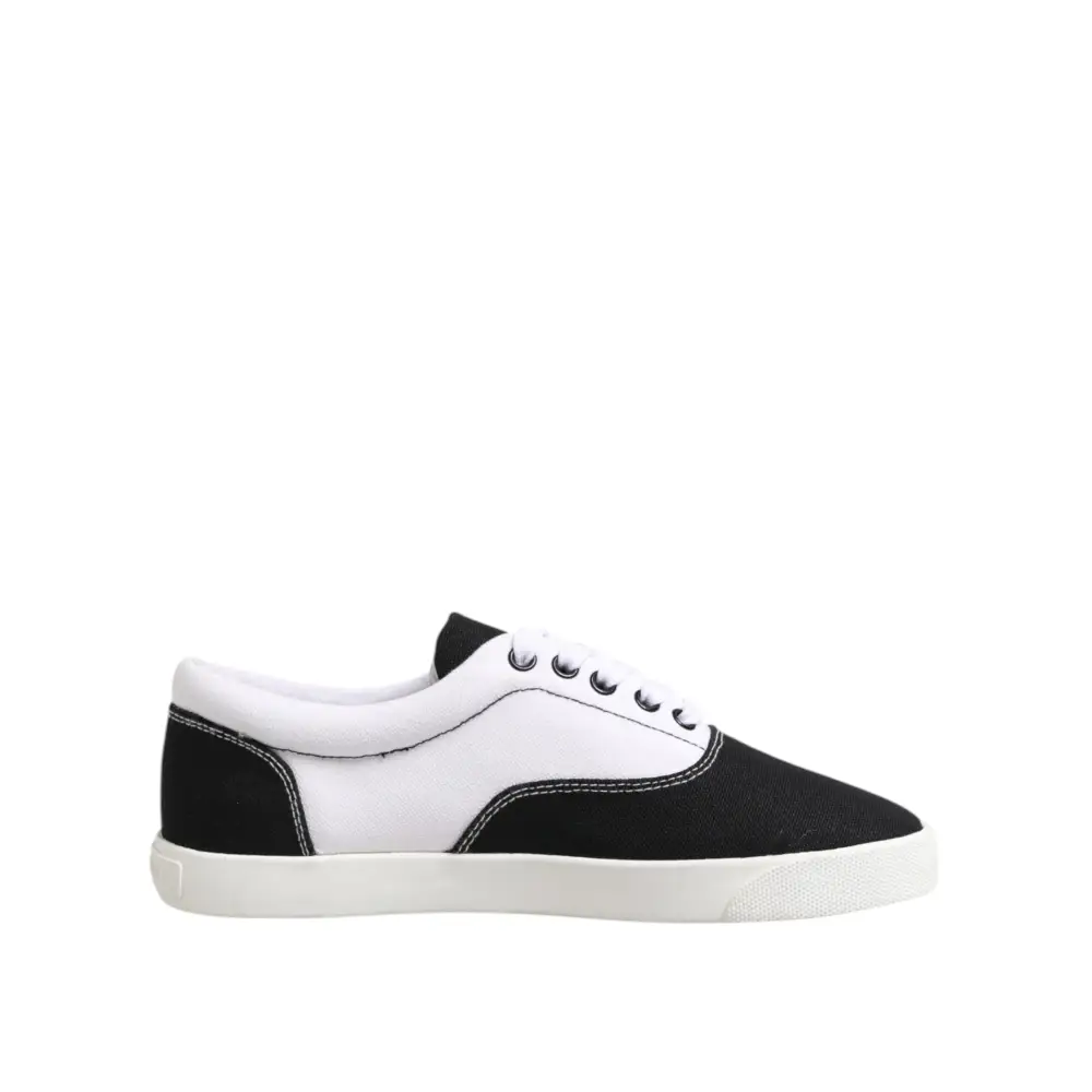 Dolce & Gabbana Schwarz Baumwolle Canvas Lace Up Männer Turnschuhe Schuhe - EU39/US6