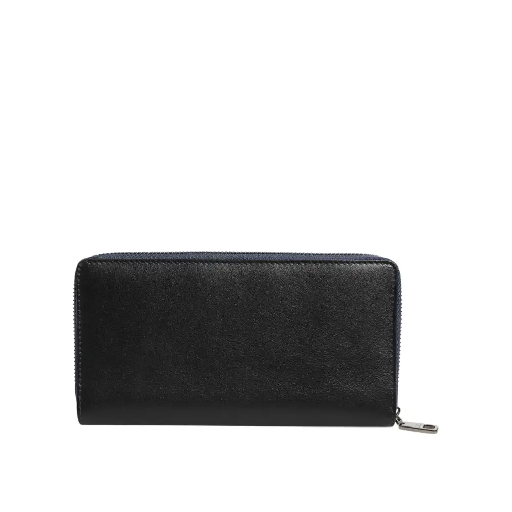 Dolce & Gabbana Schwarz Blau Exotisches Leder Männer Kontinentale Clutch Brieftasche