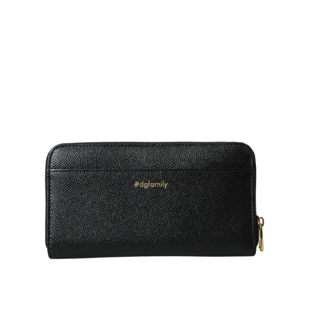 Dolce & Gabbana Schwarz Blau Leder #DGFAMILY Zipper Continental Herren Geldbörse