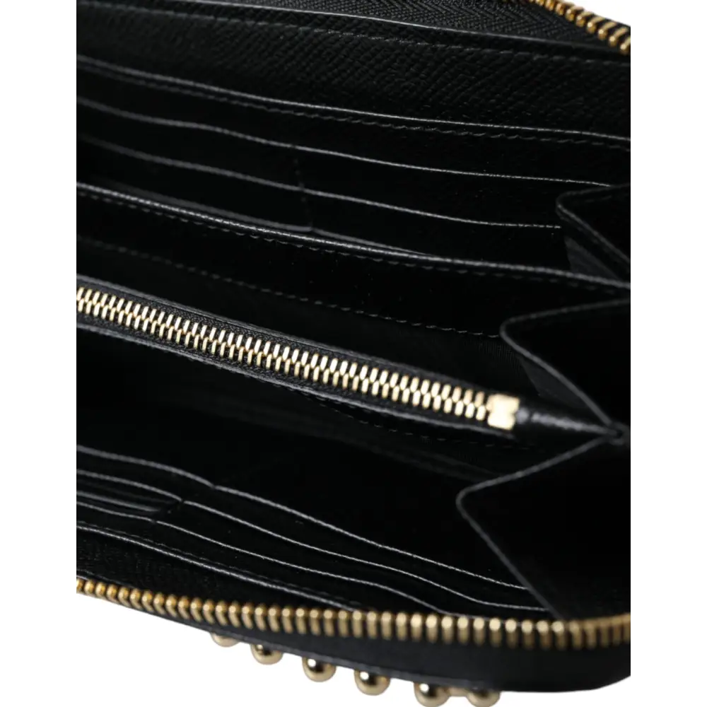 Dolce & Gabbana Schwarz Blau Leder #DGFAMILY Zipper Continental Herren Geldbörse