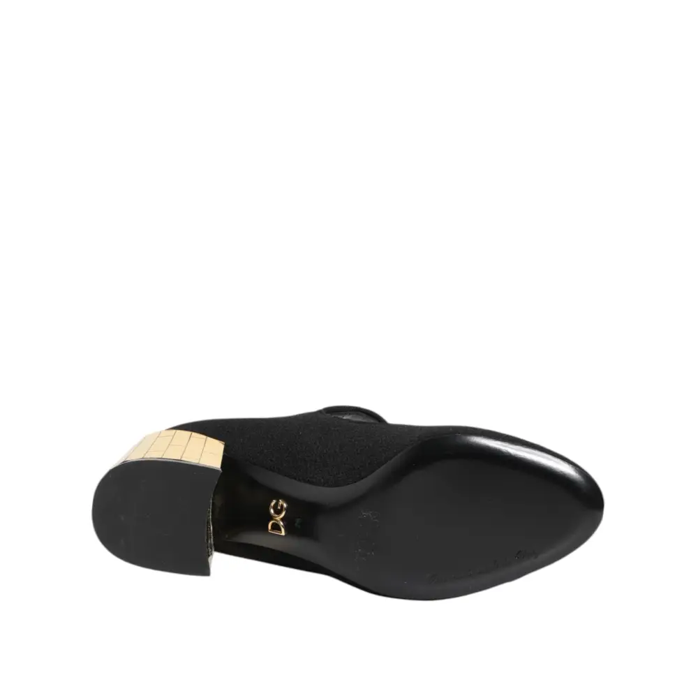 Dolce & Gabbana Schwarz Blume Kristall verschönert Mary Jane Schuhe - EU36/US5.5