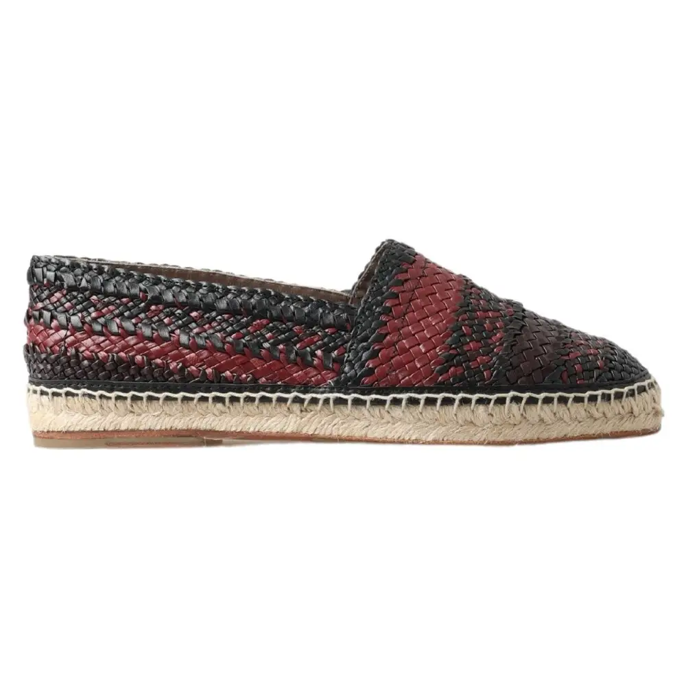Dolce & Gabbana Schwarz Bordeaux Büffelleder Espadrille Schuhe