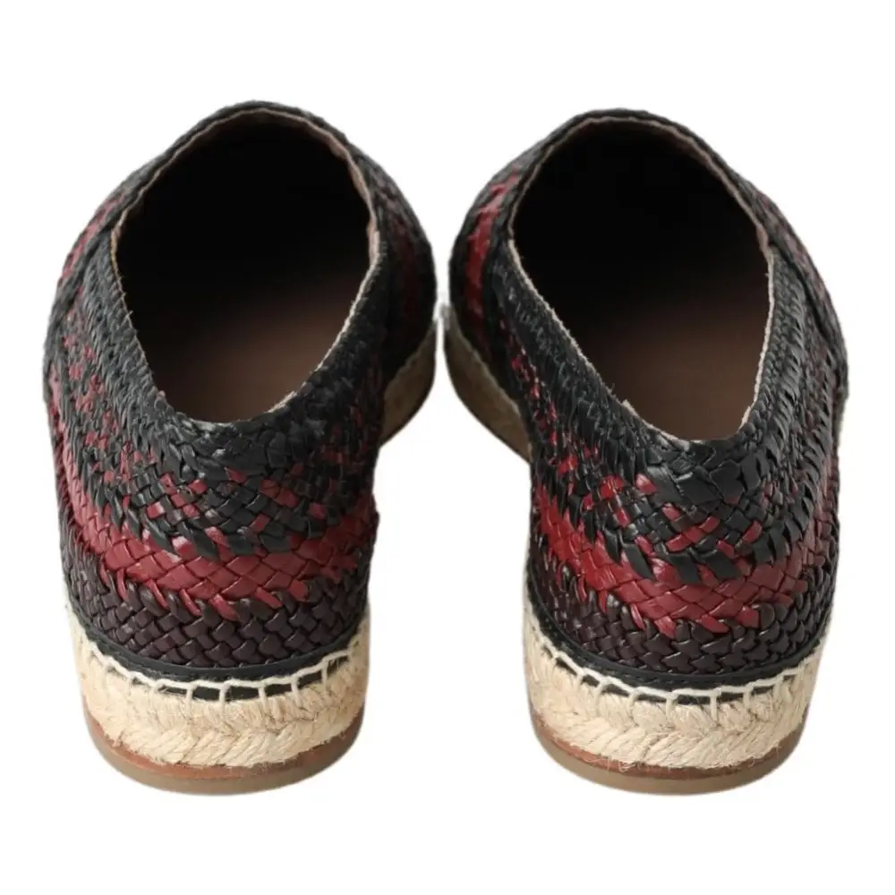 Dolce & Gabbana Schwarz Bordeaux Büffelleder Espadrille Schuhe