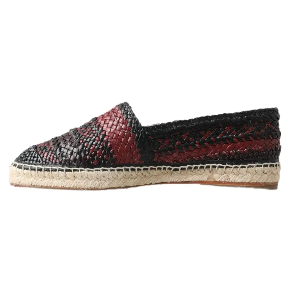 Dolce & Gabbana Schwarz Bordeaux Büffelleder Espadrille Schuhe