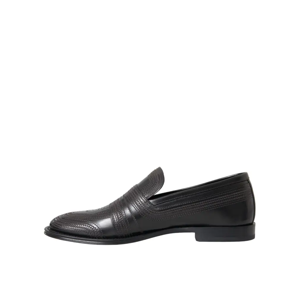 Dolce & Gabbana Schwarz Braun Leder Loafer Männer Kleid Schuhe