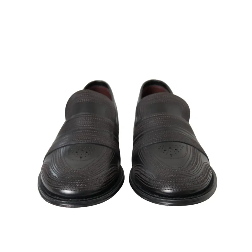 Dolce & Gabbana Schwarz Braun Leder Loafer Männer Kleid Schuhe