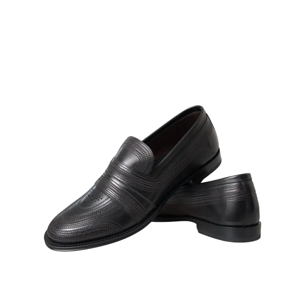 Dolce & Gabbana Schwarz Braun Leder Loafer Männer Kleid Schuhe
