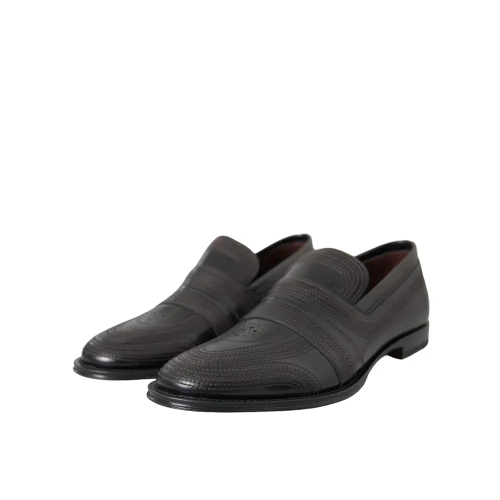 Dolce & Gabbana Schwarz Braun Leder Loafer Männer Kleid Schuhe