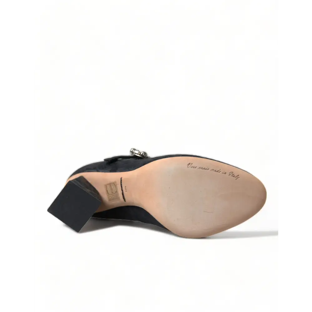 Dolce & Gabbana Schwarz Brokat Mary Janes Heels Pumps Schuhe - EU36.5/US6