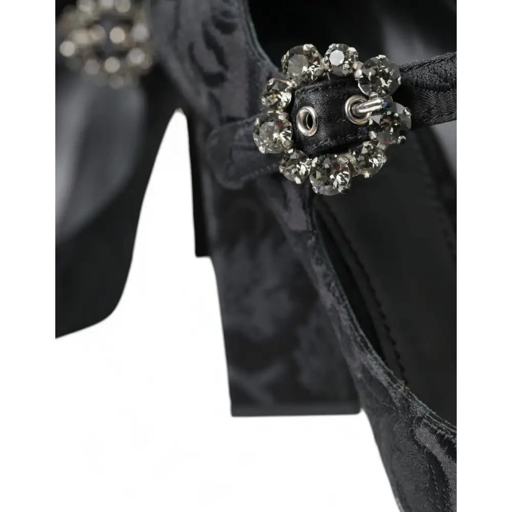 Dolce & Gabbana Schwarz Brokat Mary Janes Heels Pumps Schuhe - EU36.5/US6