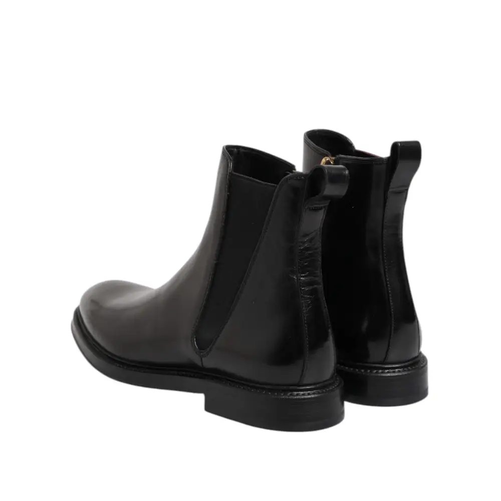 Dolce & Gabbana Schwarz Chelsea Leder Mid Calf Stiefel Schuhe