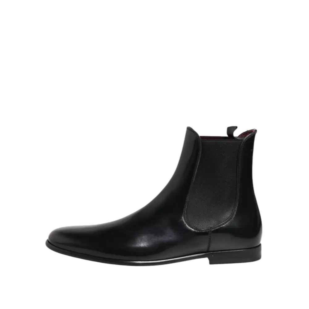 Dolce & Gabbana Schwarz Chelsea Slip On Mid Calf Stiefel Schuhe - EU46/US13