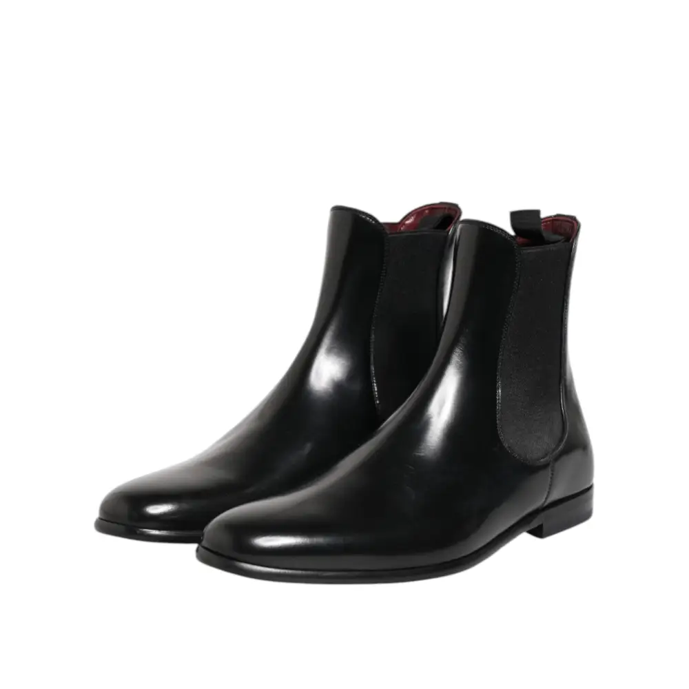 Dolce & Gabbana Schwarz Chelsea Slip On Mid Calf Stiefel Schuhe - EU46/US13
