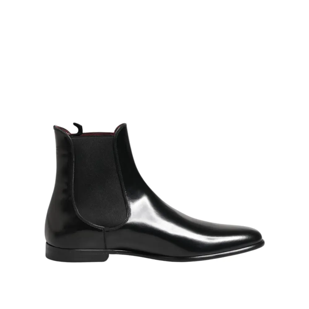 Dolce & Gabbana Schwarz Chelsea Slip On Mid Calf Stiefel Schuhe - EU46/US13