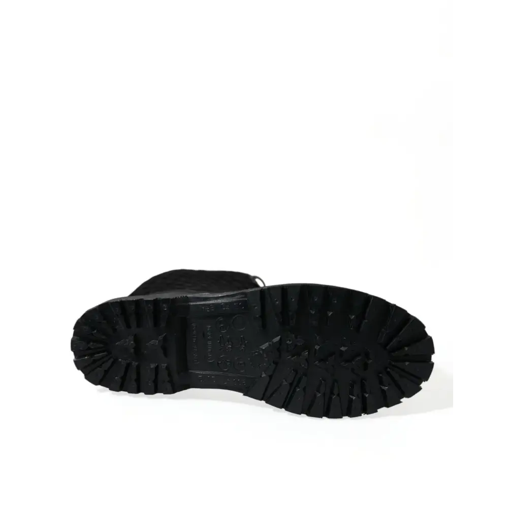 Dolce & Gabbana Schwarz Chioggia Gummi Wildleder Regen Stiefel Schuhe - EU43/US10