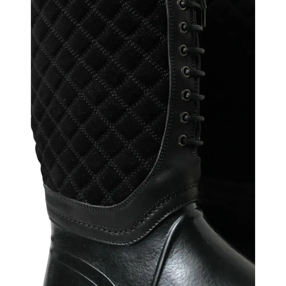 Dolce & Gabbana Schwarz Chioggia Gummi Wildleder Regen Stiefel Schuhe - EU43/US10