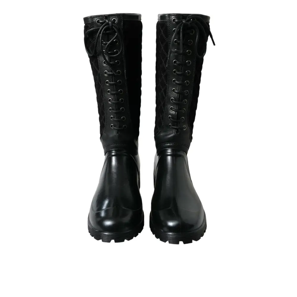 Dolce & Gabbana Schwarz Chioggia Gummi Wildleder Regen Stiefel Schuhe - EU43/US10