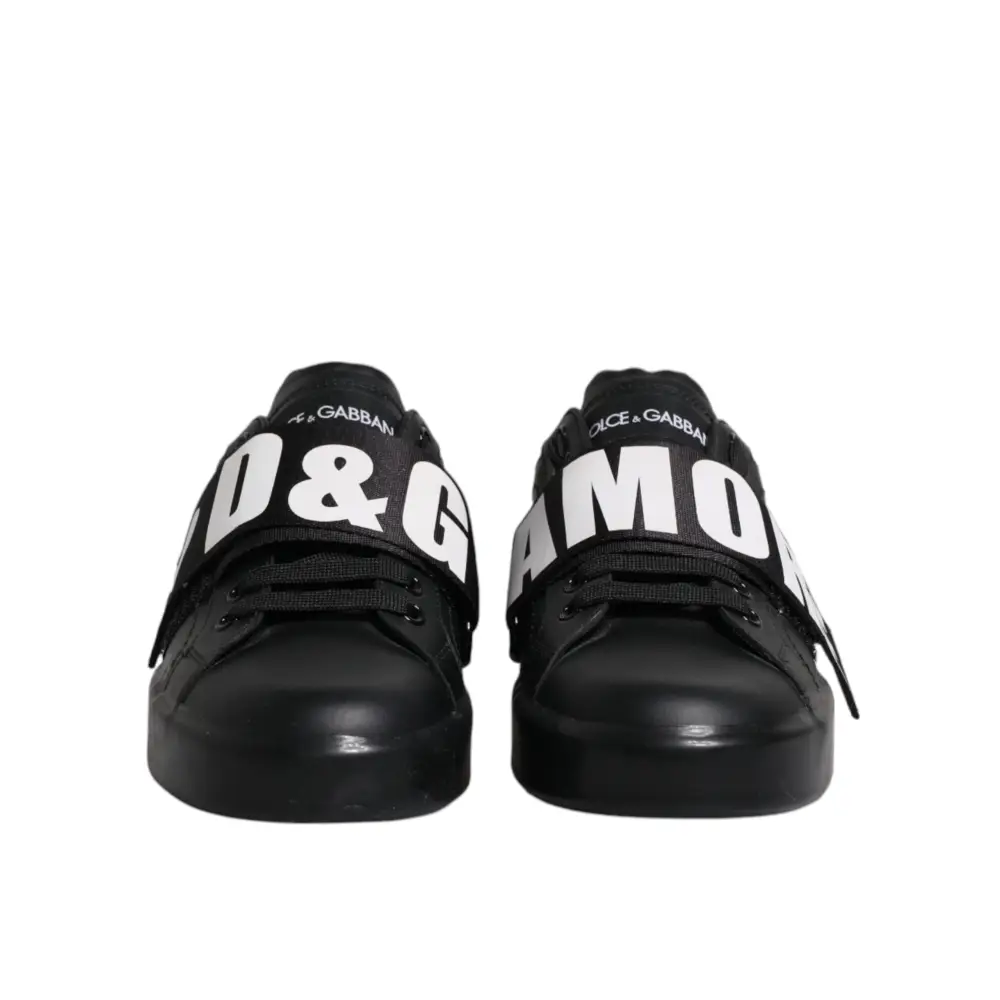 Dolce & Gabbana Schwarz D&G AMORE Low Top Sneakers Schuhe - EU37/US7