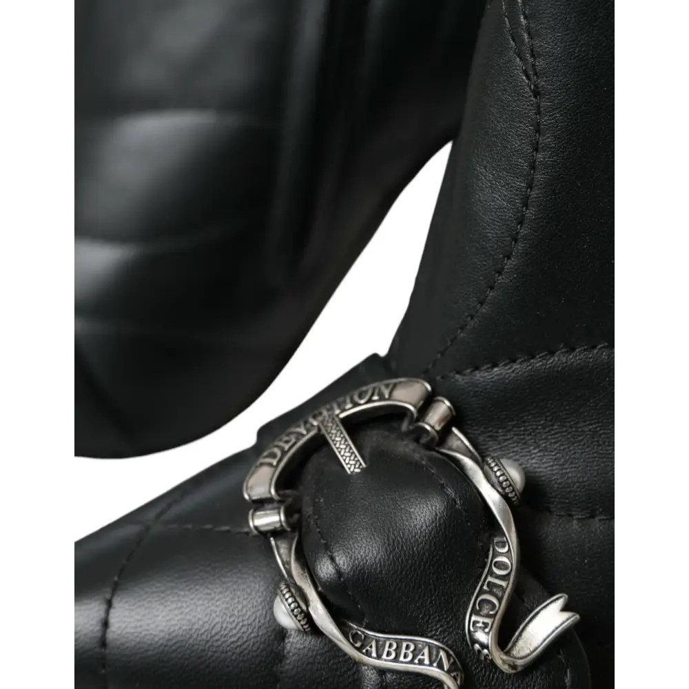 Dolce & Gabbana Schwarz Devotion Gesteppte Stiefel mit Schnalle Schuhe - EU36/US5.5