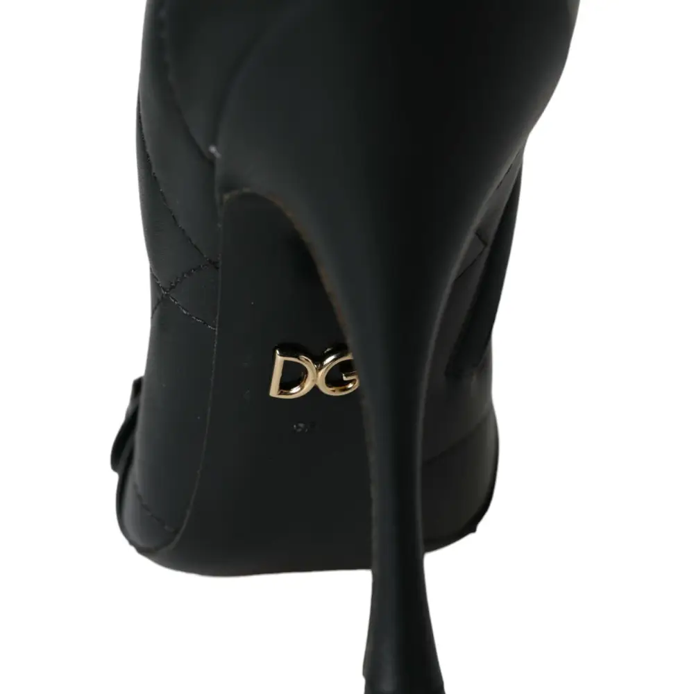 Dolce & Gabbana Schwarz Devotion Gesteppte Stiefel mit Schnalle Schuhe - EU36/US5.5