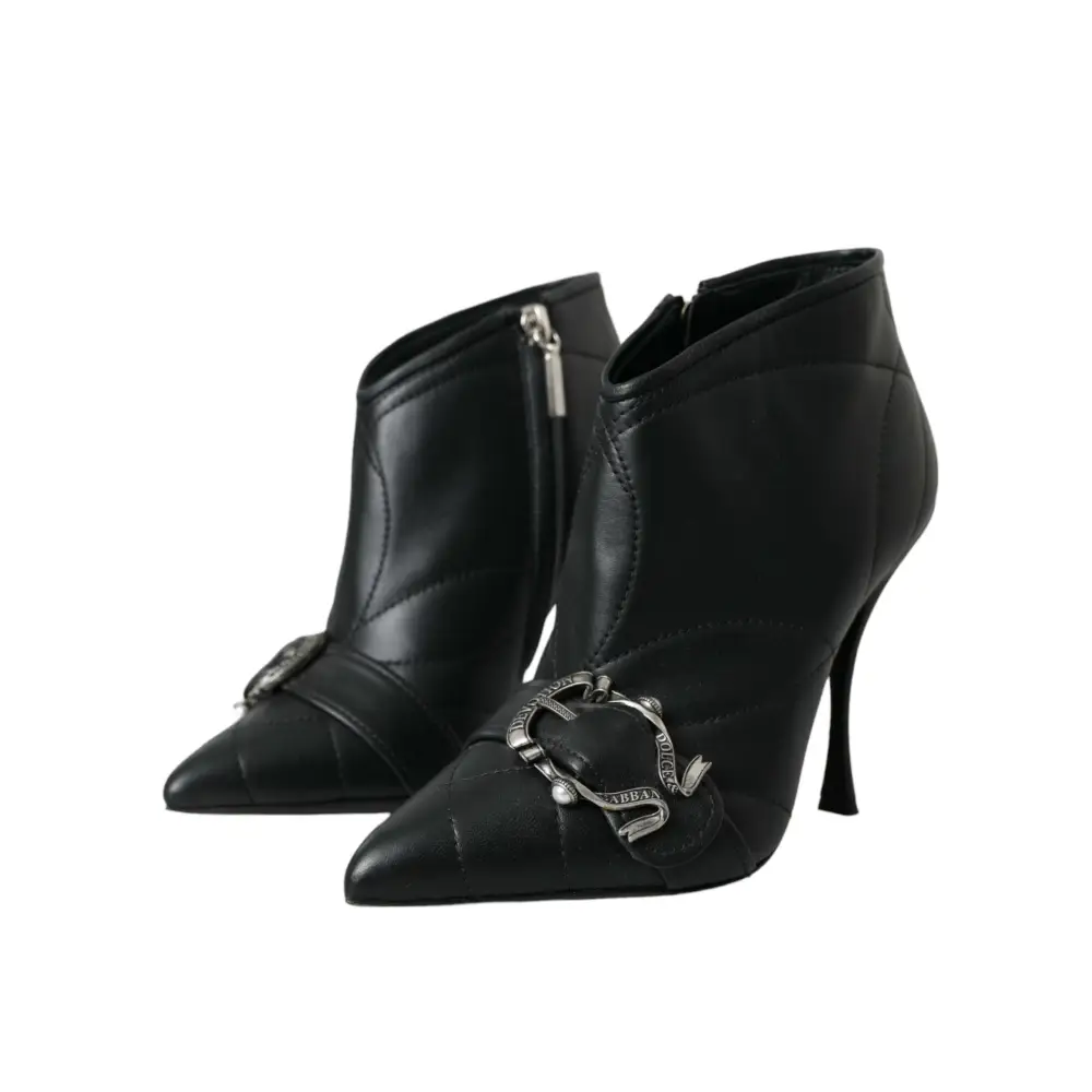 Dolce & Gabbana Schwarz Devotion Gesteppte Stiefel mit Schnalle Schuhe - EU36/US5.5