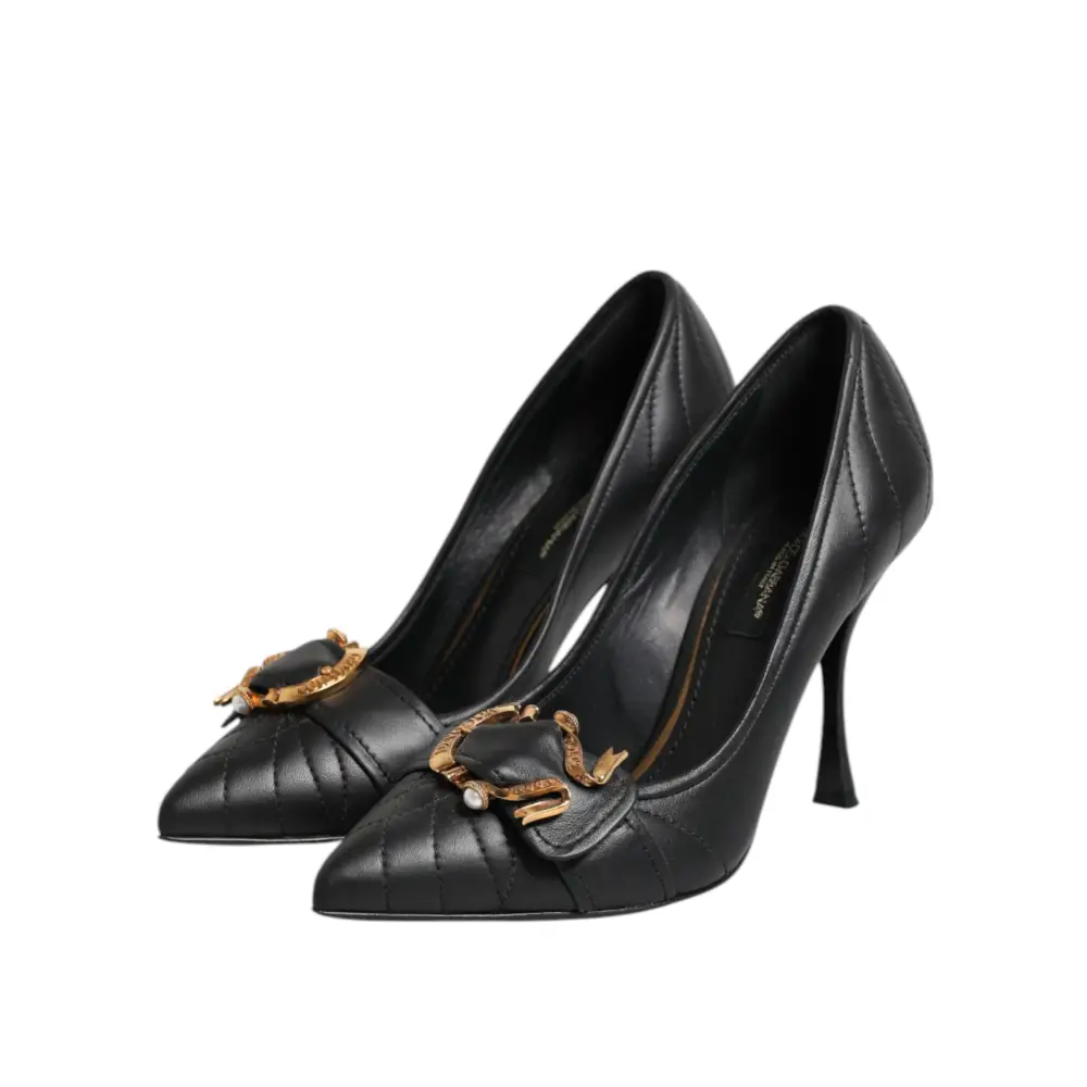 Dolce & Gabbana Schwarz Devotion Leder Heels Pumps Schuhe