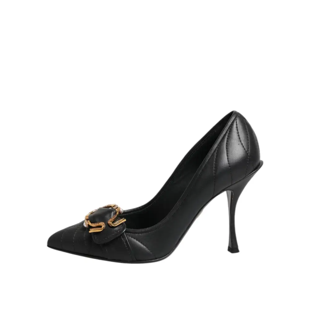 Dolce & Gabbana Schwarz Devotion Leder Heels Pumps Schuhe