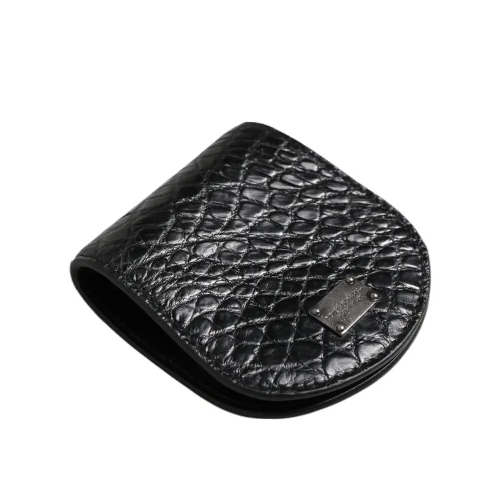 Dolce & Gabbana Schwarz Exotische Haut Münze Kondom Fall Halter Tasche Brieftasche