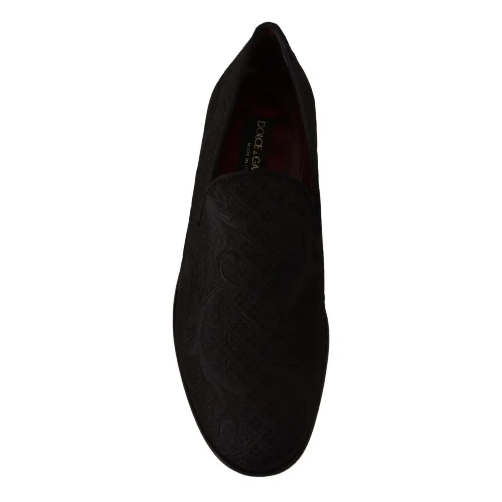 Dolce & Gabbana Schwarz Floral Brokat Hausschuhe Loafers Schuhe - EU39/US6
