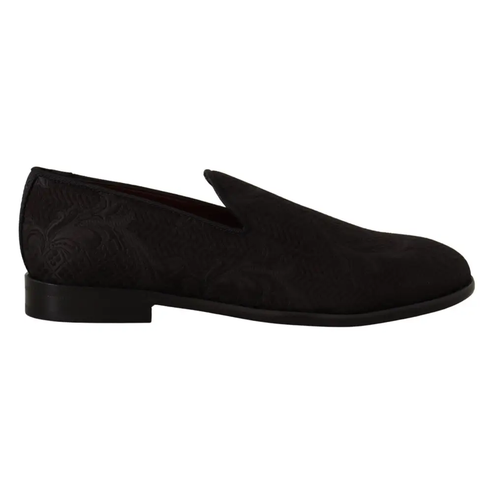 Dolce & Gabbana Schwarz Floral Brokat Hausschuhe Loafers Schuhe - EU39/US6