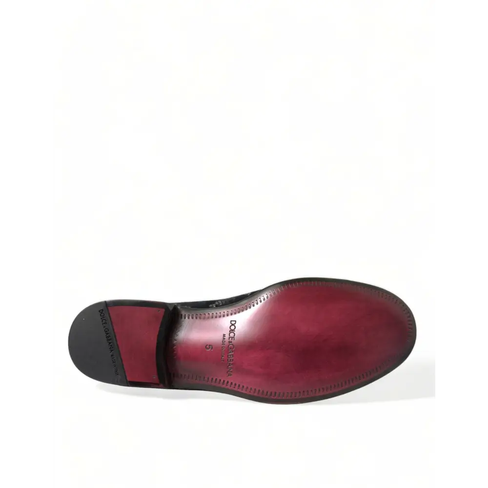 Dolce & Gabbana Schwarz Floral Hausschuhe Männer Loafers Kleid Schuhe - EU39/US6