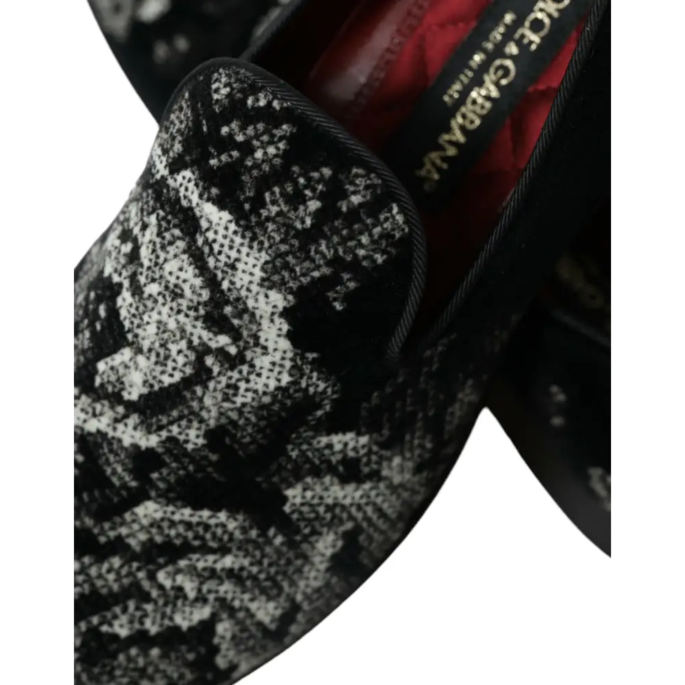 Dolce & Gabbana Schwarz Floral Hausschuhe Männer Loafers Kleid Schuhe - EU39/US6