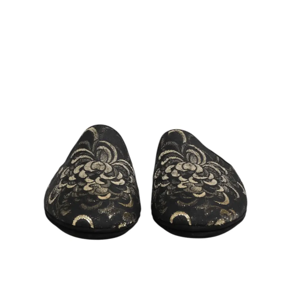 Dolce & Gabbana Schwarz Floral Jacquard Pantoffeln Schuhe