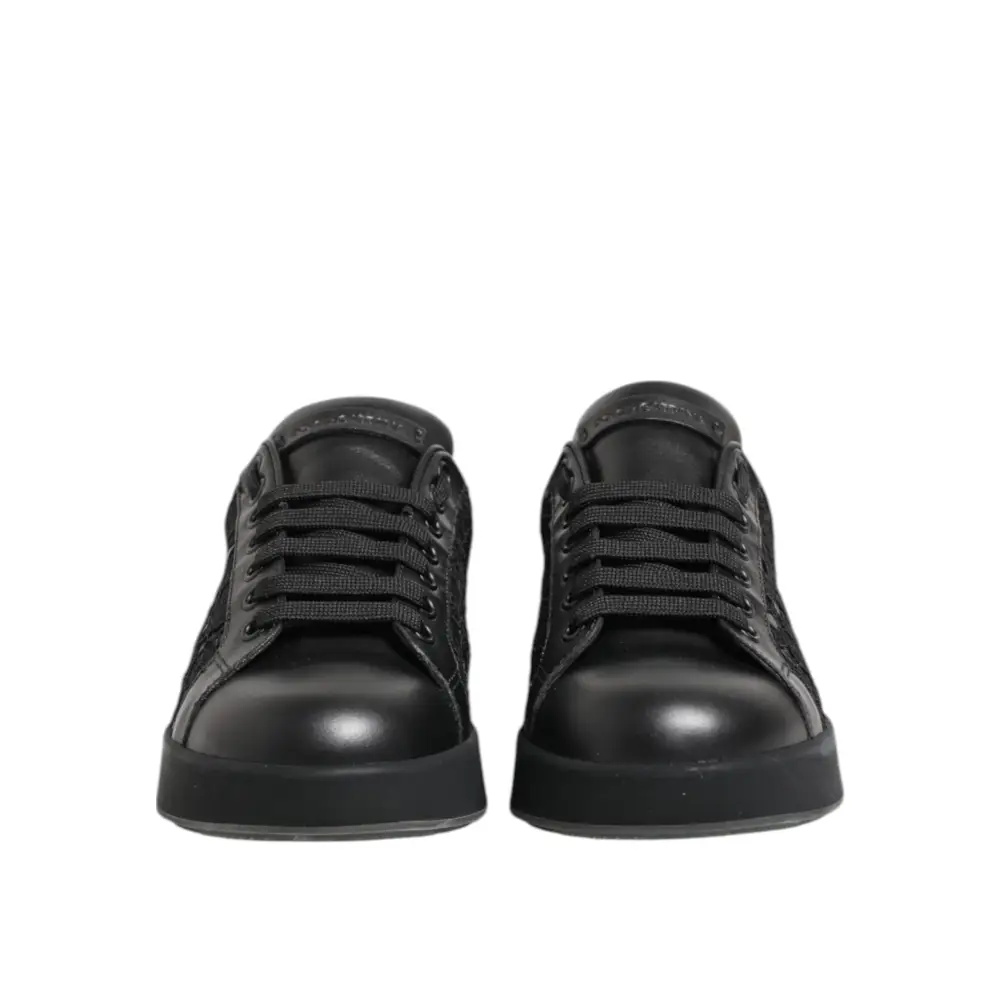 Dolce & Gabbana Schwarz Floral Spitze Low Top Sneakers Schuhe - EU35/US4.5