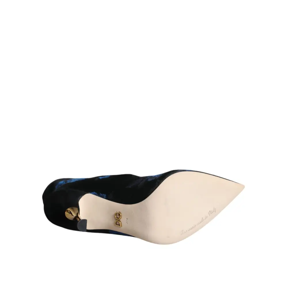 Dolce & Gabbana Schwarz Floral Stretch Mid Calf Stiefel Schuhe - EU38/US7.5