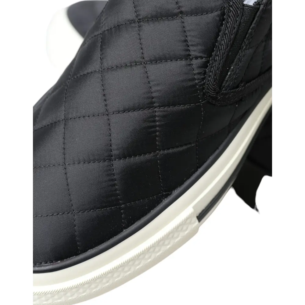 Dolce & Gabbana Schwarz gesteppt Slip On Low Top Sneakers Schuhe - EU35/US4.5