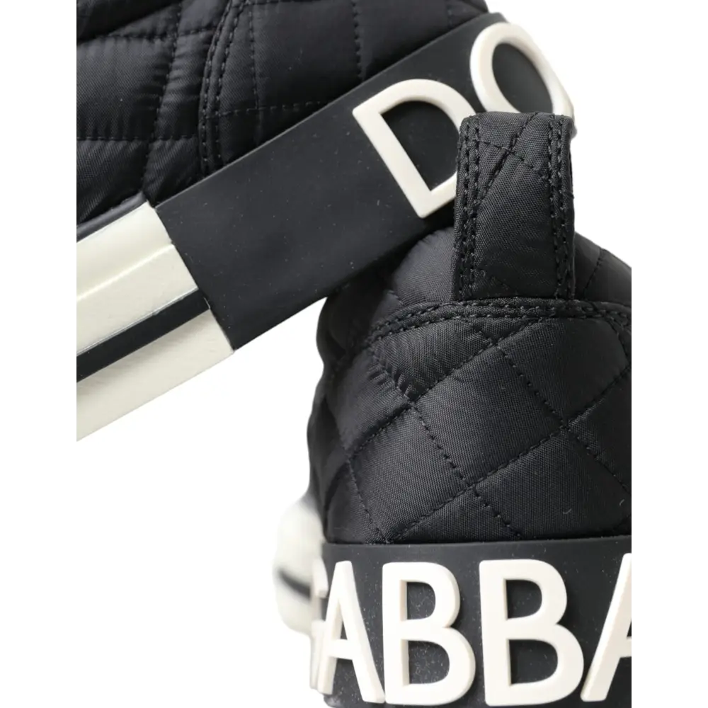 Dolce & Gabbana Schwarz gesteppt Slip On Low Top Sneakers Schuhe - EU35/US4.5