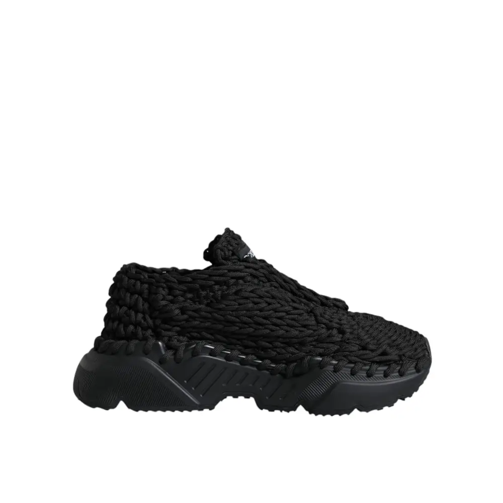 Dolce & Gabbana Schwarz gestrickte Daymaster Sneakers Schuhe - EU38/US7.5