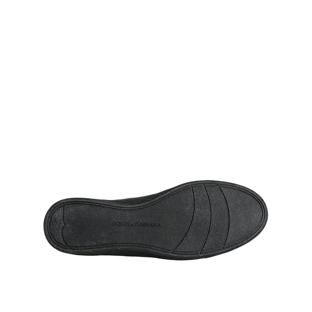 Dolce & Gabbana Schwarz Gold Leder Klassische Sneakers Schuhe - EU36.5/US6