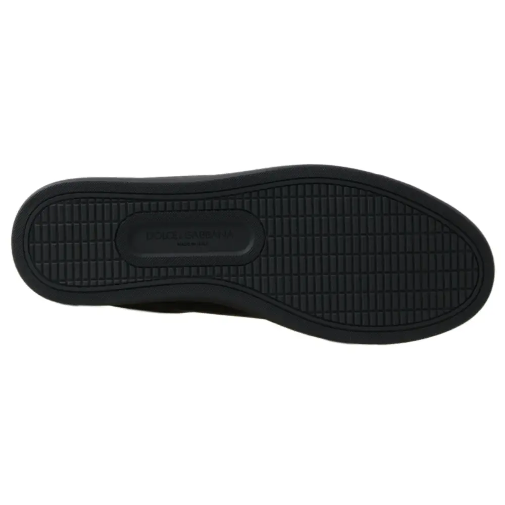 Dolce & Gabbana Schwarz Gold Leder Klassische Sneakers Schuhe