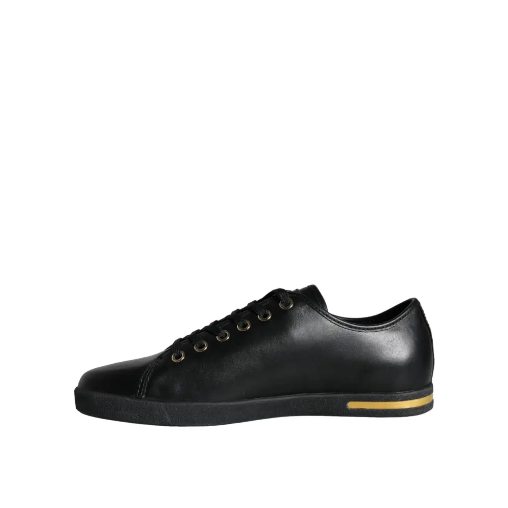 Dolce & Gabbana Schwarz Gold Leder Klassische Sneakers Schuhe - EU36.5/US6
