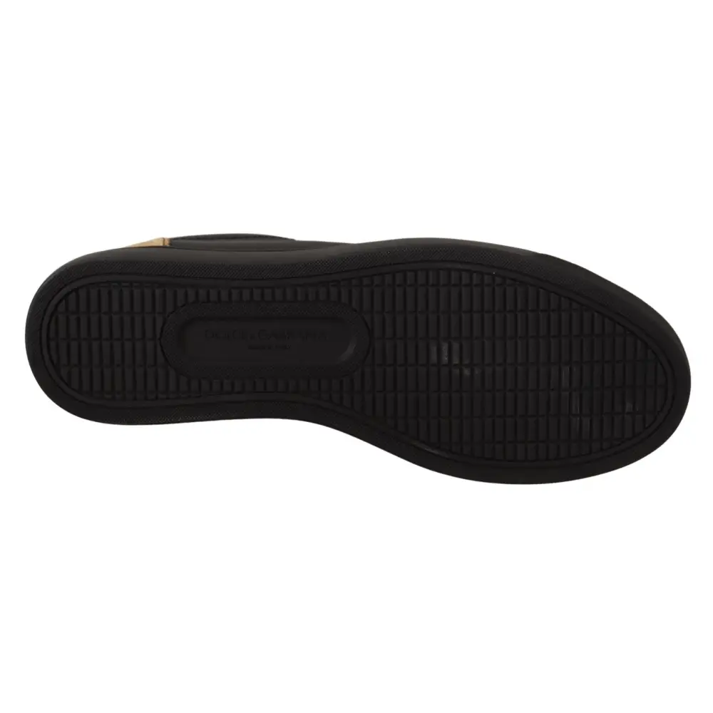 Dolce & Gabbana Schwarz Gold Leder Low Top Sneakers Damen Schuhe - EU36/US5.5