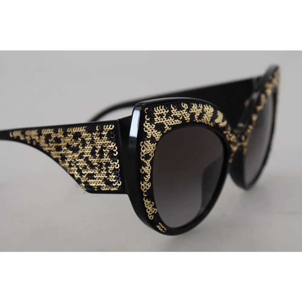 Dolce & Gabbana Schwarz Gold Pailletten Schmetterling Polarisierte Sonnenbrille DG4326