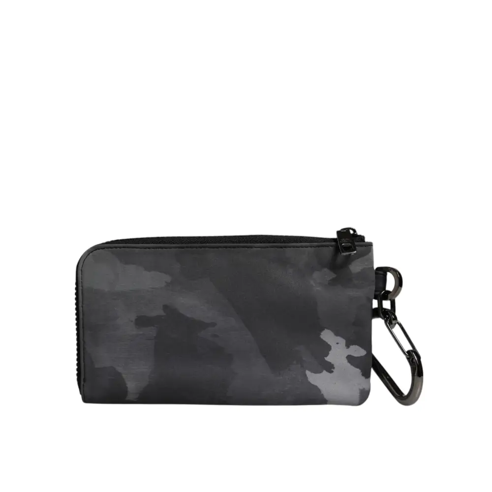 Dolce & Gabbana Schwarz Grau Camouflage Logo Plaque Schlüsselanhänger Tasche