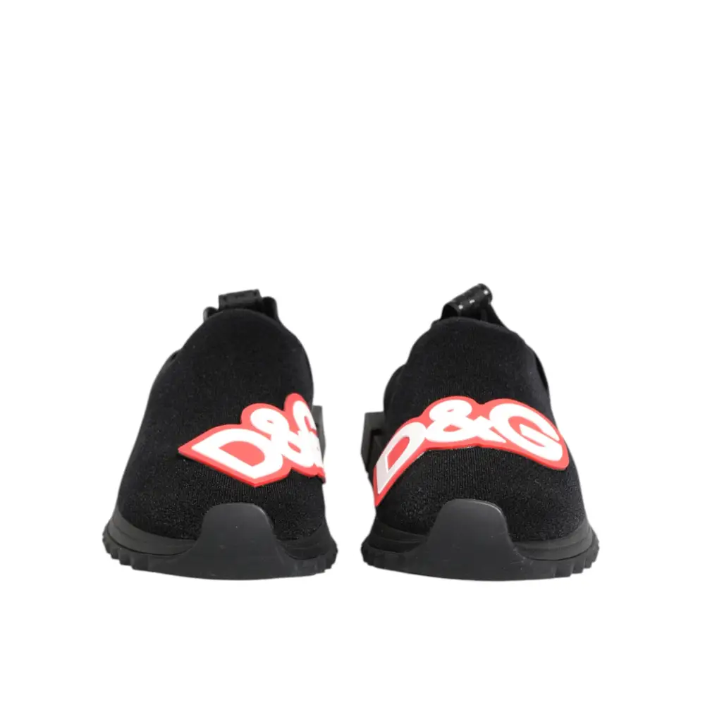 Dolce & Gabbana Schwarz Grau Slip On Sorrento Sneakers Schuhe - EU37/US6.5