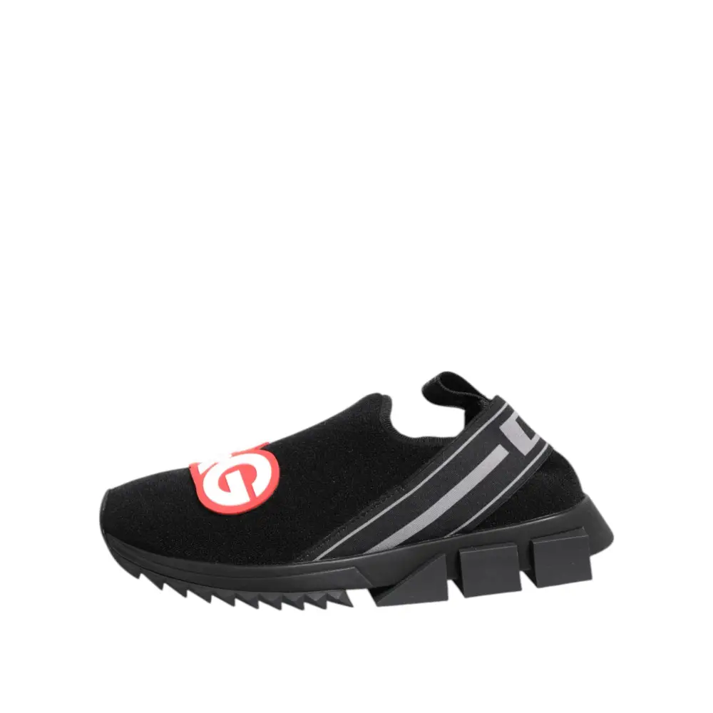 Dolce & Gabbana Schwarz Grau Slip On Sorrento Sneakers Schuhe - EU37/US6.5