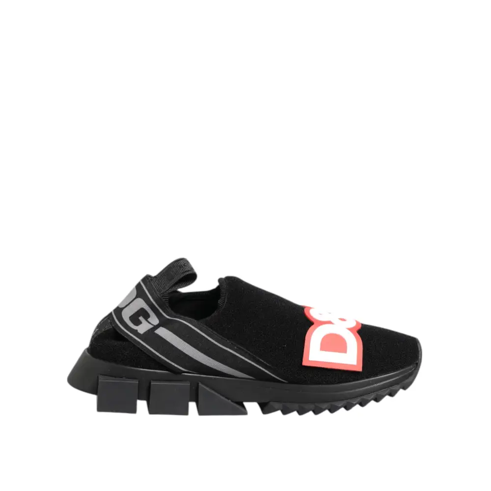 Dolce & Gabbana Schwarz Grau Slip On Sorrento Sneakers Schuhe - EU37/US6.5