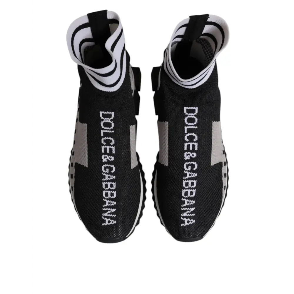 Dolce & Gabbana Schwarz Grau Sorrento Socken Frauen Turnschuhe Schuhe