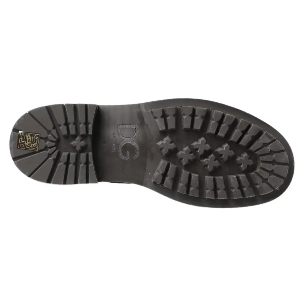 Dolce & Gabbana Schwarz Gray Leder Mid Calf Stiefel Schuhe