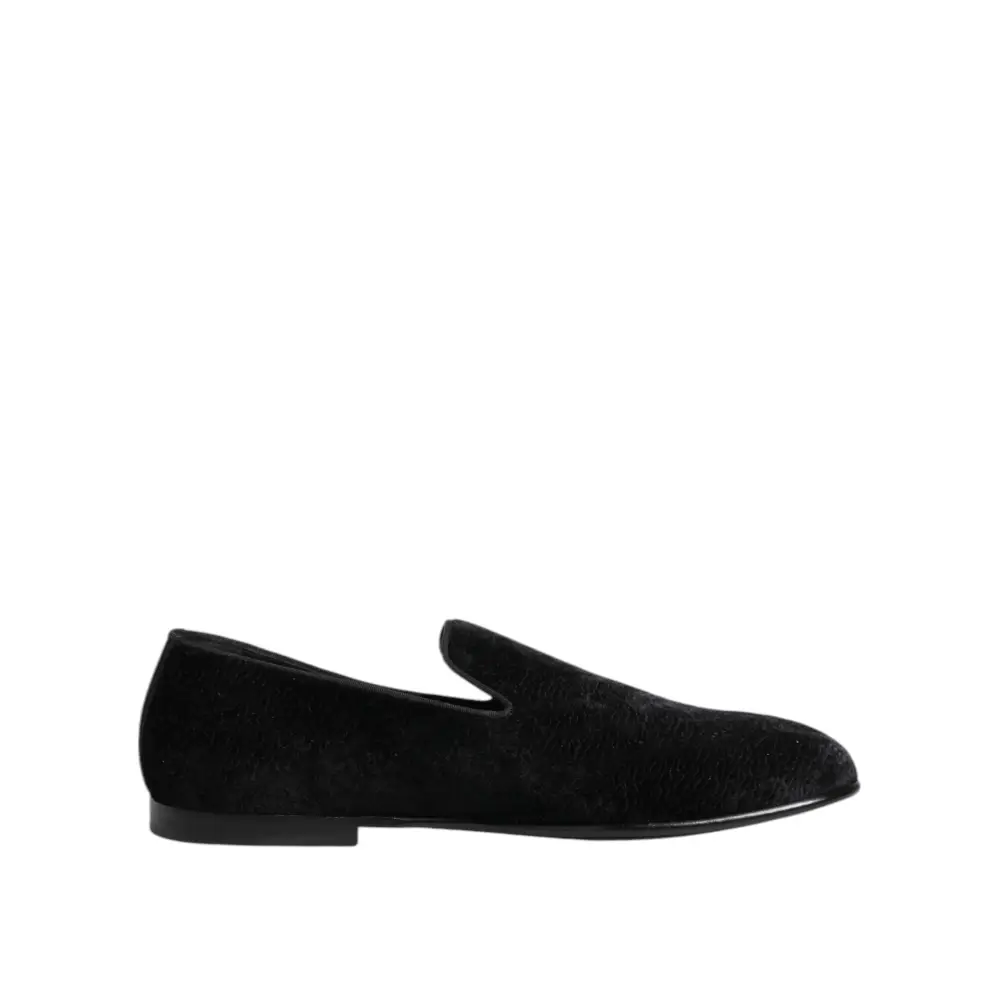Dolce & Gabbana Schwarz Jacquard Loafers Formal Männer Kleid Schuhe